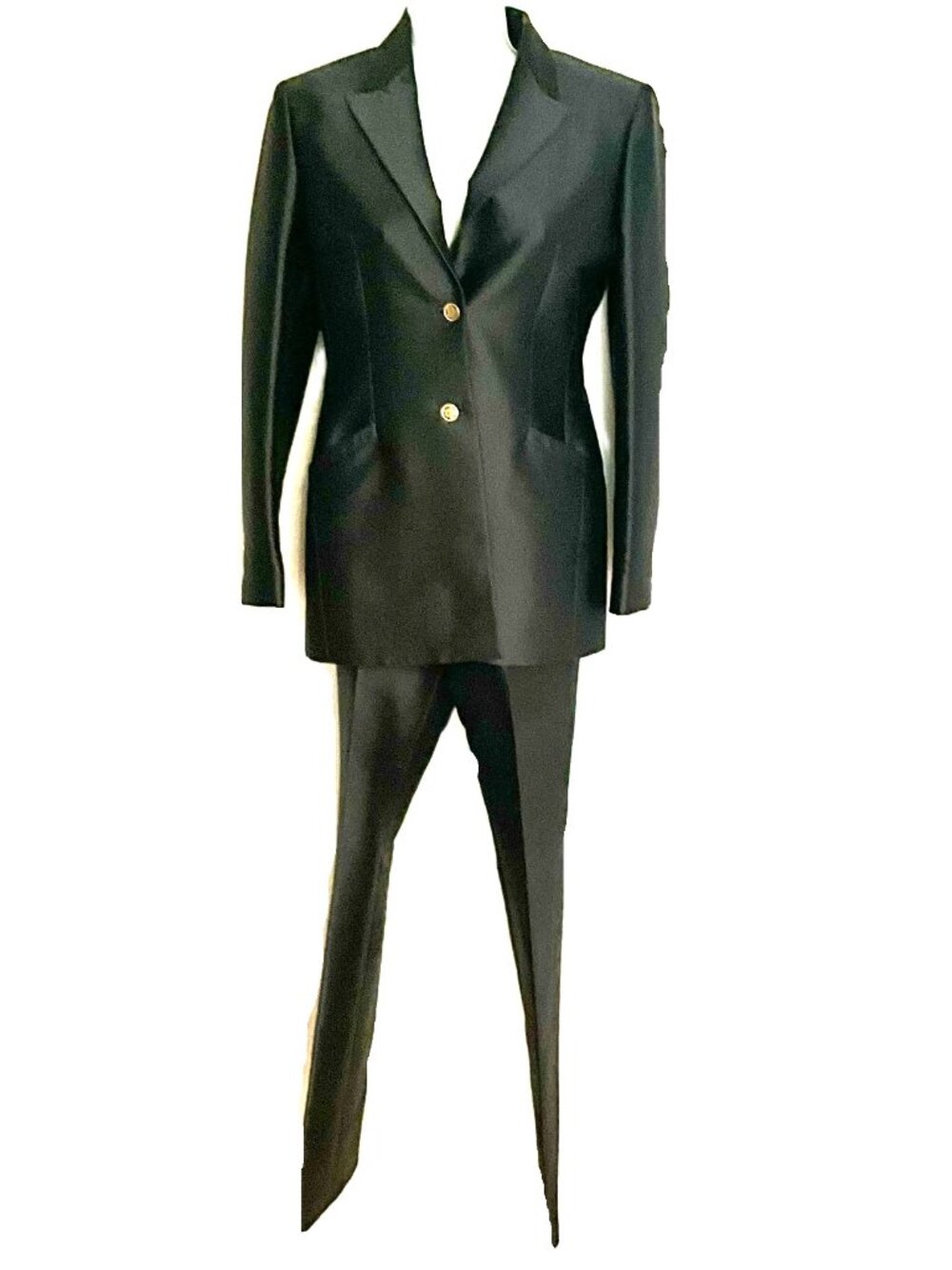 Vintage Gianni Versace Black Tailored Paint suit Set Size IT 40 Italy